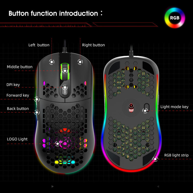 Lightweight Heat Dissipation Hole Mouse Rgb Glow