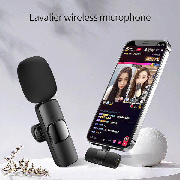 Wireless Lavalier Microphone Portable Audio Video Recording Mini Mic For I Phone Android Long Battery Life Live Broadcast Gaming